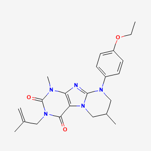 molecular formula C22H27N5O3 B2393440 9-(4-ethoxyphenyl)-1,7-dimethyl-3-(2-methylprop-2-enyl)-7,8-dihydro-6H-purino[7,8-a]pyrimidine-2,4-dione CAS No. 844824-57-3