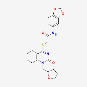 N-(benzo[d][1,3]dioxol-5-yl)-2-((2-oxo-1-((tetrahydrofuran-2-yl)methyl)-1,2,5,6,7,8-hexahydroquinazolin-4-yl)thio)acetamide