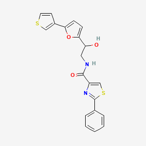 molecular formula C20H16N2O3S2 B2393449 N-(2-hydroxy-2-(5-(thiophen-3-yl)furan-2-yl)ethyl)-2-phenylthiazole-4-carboxamide CAS No. 2034252-04-3