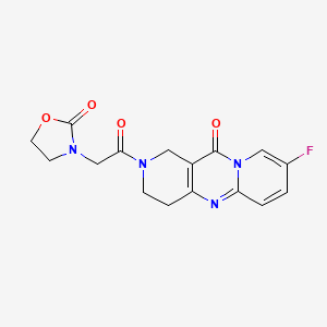 molecular formula C16H15FN4O4 B2393451 3-(2-(8-fluoro-11-oxo-3,4-dihydro-1H-dipyrido[1,2-a:4',3'-d]pyrimidin-2(11H)-yl)-2-oxoethyl)oxazolidin-2-one CAS No. 1904022-82-7