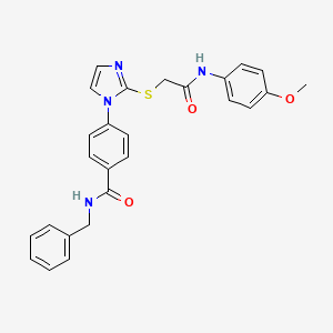 molecular formula C26H24N4O3S B2393452 N-benzyl-4-(2-((2-((4-methoxyphenyl)amino)-2-oxoethyl)thio)-1H-imidazol-1-yl)benzamide CAS No. 1226456-69-4