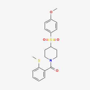 molecular formula C20H23NO4S2 B2393455 (4-((4-Methoxyphenyl)sulfonyl)piperidin-1-yl)(2-(methylthio)phenyl)methanone CAS No. 1705550-18-0