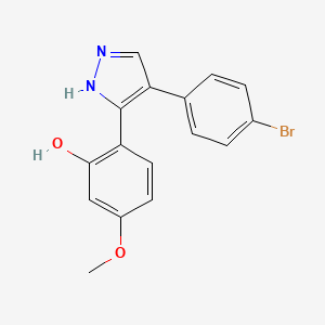 molecular formula C16H13BrN2O2 B2393463 2-(4-(4-bromophenyl)-1H-pyrazol-3-yl)-5-methoxyphenol CAS No. 312311-83-4