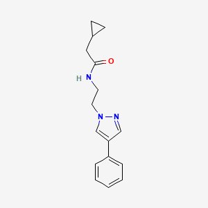 molecular formula C16H19N3O B2393466 2-cyclopropyl-N-(2-(4-phenyl-1H-pyrazol-1-yl)ethyl)acetamide CAS No. 2034553-23-4