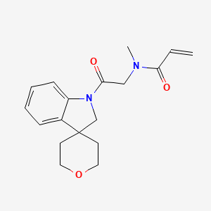 molecular formula C18H22N2O3 B2393474 N-Methyl-N-(2-oxo-2-spiro[2H-indole-3,4'-oxane]-1-ylethyl)prop-2-enamide CAS No. 2361806-08-6