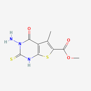 molecular formula C9H9N3O3S2 B2393479 Methyl 3-amino-5-methyl-4-oxo-2-thioxo-1,2,3,4-tetrahydrothieno[2,3-d]pyrimidine-6-carboxylate CAS No. 896689-54-6