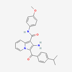molecular formula C26H25N3O3 B2393509 2-amino-3-(4-isopropylbenzoyl)-N-(4-methoxyphenyl)indolizine-1-carboxamide CAS No. 906162-69-4