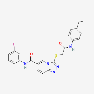 molecular formula C23H20FN5O2S B2393522 3-(3-benzyl-1,2,4-oxadiazol-5-yl)-1-methyl-5-(3-phenylpropanoyl)-4,5,6,7-tetrahydro-1H-pyrazolo[4,3-c]pyridine CAS No. 1112430-03-1
