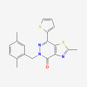 molecular formula C19H17N3OS2 B2393523 5-(2,5-dimethylbenzyl)-2-methyl-7-(thiophen-2-yl)thiazolo[4,5-d]pyridazin-4(5H)-one CAS No. 942004-69-5