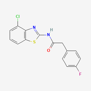 molecular formula C15H10ClFN2OS B2393525 N-(4-chloro-1,3-benzothiazol-2-yl)-2-(4-fluorophenyl)acetamide CAS No. 900000-58-0