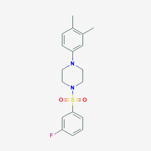 molecular formula C18H21FN2O2S B239353 1-(3,4-Dimethylphenyl)-4-[(3-fluorophenyl)sulfonyl]piperazine 