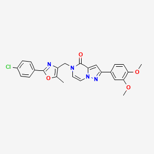 molecular formula C25H21ClN4O4 B2393546 5-((2-(4-chlorophenyl)-5-methyloxazol-4-yl)methyl)-2-(3,4-dimethoxyphenyl)pyrazolo[1,5-a]pyrazin-4(5H)-one CAS No. 1358102-06-3
