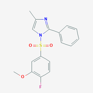 molecular formula C17H15FN2O3S B239355 1-[(4-fluoro-3-methoxyphenyl)sulfonyl]-4-methyl-2-phenyl-1H-imidazole 