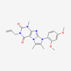 molecular formula C21H23N5O4 B2393560 3-allyl-8-(2,4-dimethoxyphenyl)-1,6,7-trimethyl-1H-imidazo[2,1-f]purine-2,4(3H,8H)-dione CAS No. 896321-24-7