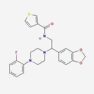 molecular formula C24H24FN3O3S B2393561 N-(2-(benzo[d][1,3]dioxol-5-yl)-2-(4-(2-fluorophenyl)piperazin-1-yl)ethyl)thiophene-3-carboxamide CAS No. 1208667-79-1