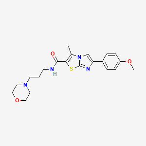 molecular formula C21H26N4O3S B2393562 6-(4-methoxyphenyl)-3-methyl-N-(3-morpholinopropyl)imidazo[2,1-b]thiazole-2-carboxamide CAS No. 852134-76-0