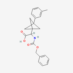 molecular formula C22H23NO4 B2393573 2-[3-(3-Methylphenyl)-1-bicyclo[1.1.1]pentanyl]-2-(phenylmethoxycarbonylamino)acetic acid CAS No. 2287263-11-8