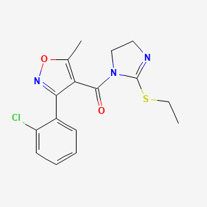 molecular formula C16H16ClN3O2S B2393586 (3-(2-chlorophenyl)-5-methylisoxazol-4-yl)(2-(ethylthio)-4,5-dihydro-1H-imidazol-1-yl)methanone CAS No. 862826-67-3