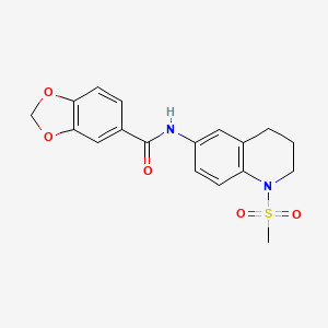 molecular formula C18H18N2O5S B2393587 N-(1-methylsulfonyl-3,4-dihydro-2H-quinolin-6-yl)-1,3-benzodioxole-5-carboxamide CAS No. 941972-04-9