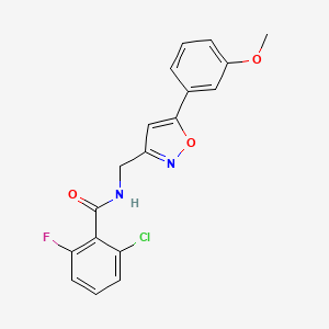 molecular formula C18H14ClFN2O3 B2393598 2-氯-6-氟-N-((5-(3-甲氧基苯基)异恶唑-3-基)甲基)苯甲酰胺 CAS No. 952968-27-3