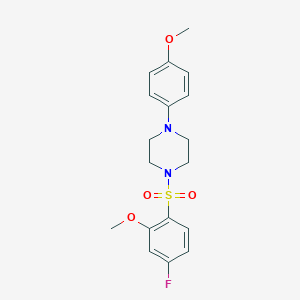molecular formula C18H21FN2O4S B239360 1-[(4-Fluoro-2-methoxyphenyl)sulfonyl]-4-(4-methoxyphenyl)piperazine 