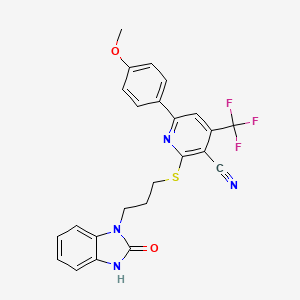 6-(4-methoxyphenyl)-2-[3-(2-oxo-3H-benzimidazol-1-yl)propylsulfanyl]-4-(trifluoromethyl)pyridine-3-carbonitrile