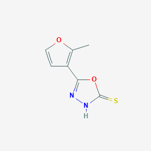 molecular formula C7H6N2O2S B2393601 5-(2-Methylfuran-3-yl)-1,3,4-oxadiazole-2-thiol CAS No. 560995-28-0