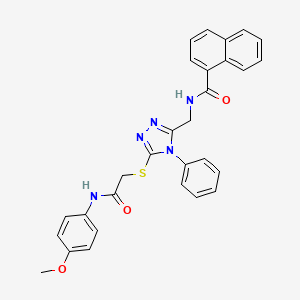 molecular formula C29H25N5O3S B2393605 N-[[5-[2-(4-methoxyanilino)-2-oxoethyl]sulfanyl-4-phenyl-1,2,4-triazol-3-yl]methyl]naphthalene-1-carboxamide CAS No. 393873-77-3