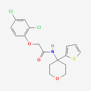 molecular formula C17H17Cl2NO3S B2393614 2-(2,4-dichlorophenoxy)-N-(4-(thiophen-2-yl)tetrahydro-2H-pyran-4-yl)acetamide CAS No. 2034235-40-8