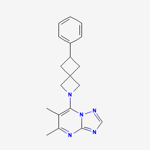 molecular formula C19H21N5 B2393622 5,6-Dimethyl-7-(6-phenyl-2-azaspiro[3.3]heptan-2-yl)-[1,2,4]triazolo[1,5-a]pyrimidine CAS No. 2379985-87-0