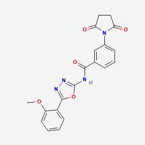 molecular formula C20H16N4O5 B2393624 3-(2,5-dioxopyrrolidin-1-yl)-N-(5-(2-methoxyphenyl)-1,3,4-oxadiazol-2-yl)benzamide CAS No. 865286-00-6