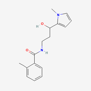 molecular formula C16H20N2O2 B2393626 N-(3-羟基-3-(1-甲基-1H-吡咯-2-基)丙基)-2-甲基苯甲酰胺 CAS No. 2034587-12-5