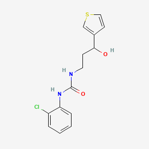 molecular formula C14H15ClN2O2S B2393632 1-(2-Chlorophenyl)-3-(3-hydroxy-3-(thiophen-3-yl)propyl)urea CAS No. 2034520-75-5