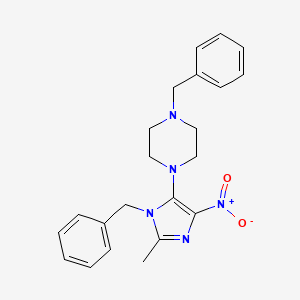 molecular formula C22H25N5O2 B2393642 1-benzyl-4-(1-benzyl-2-methyl-4-nitro-1H-imidazol-5-yl)piperazine CAS No. 477280-97-0
