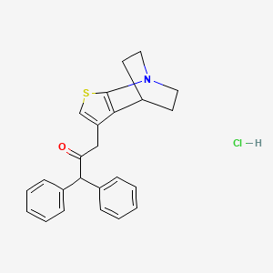 molecular formula C24H24ClNOS B2393644 1,1-Diphenyl-3-{3-thia-1-azatricyclo[5.2.2.0^{2,6}]undeca-2(6),4-dien-5-yl}propan-2-one hydrochloride CAS No. 2085690-04-4