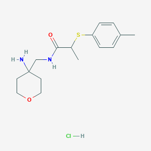 N-[(4-Aminooxan-4-yl)methyl]-2-(4-methylphenyl)sulfanylpropanamide;hydrochloride