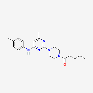 molecular formula C21H29N5O B2393653 1-(4-(4-Methyl-6-(p-tolylamino)pyrimidin-2-yl)piperazin-1-yl)pentan-1-one CAS No. 923173-13-1