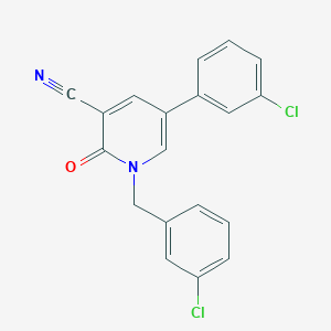 molecular formula C19H12Cl2N2O B2393658 1-(3-Chlorobenzyl)-5-(3-chlorophenyl)-2-oxo-1,2-dihydro-3-pyridinecarbonitrile CAS No. 338954-87-3