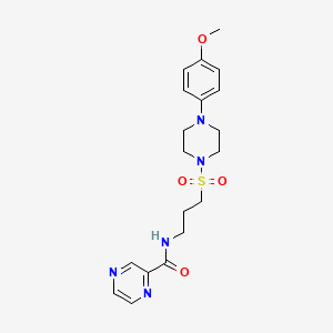 molecular formula C19H25N5O4S B2393678 N-(3-((4-(4-甲氧基苯基)哌嗪-1-基)磺酰基)丙基)吡嗪-2-甲酰胺 CAS No. 1021265-59-7
