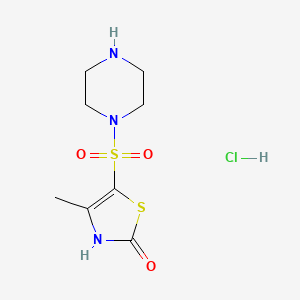 molecular formula C8H14ClN3O3S2 B2393688 4-methyl-5-(piperazin-1-ylsulfonyl)-1,3-thiazol-2(3H)-one hydrochloride CAS No. 1170915-85-1