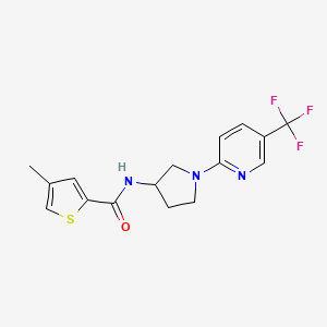 molecular formula C16H16F3N3OS B2393690 4-甲基-N-[1-[5-(三氟甲基)吡啶-2-基]吡咯烷-3-基]噻吩-2-甲酰胺 CAS No. 1796971-27-1