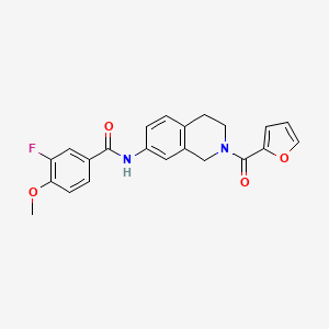 molecular formula C22H19FN2O4 B2393692 3-fluoro-N-(2-(furan-2-carbonyl)-1,2,3,4-tetrahydroisoquinolin-7-yl)-4-methoxybenzamide CAS No. 1448072-51-2
