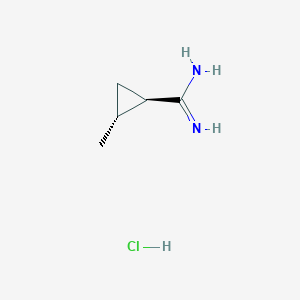 molecular formula C5H11ClN2 B2393697 trans 2-Methyl-cyclopropanecarboxamidine hydrochloride CAS No. 2241140-32-7