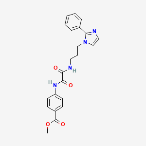 molecular formula C22H22N4O4 B2393698 methyl 4-(2-oxo-2-((3-(2-phenyl-1H-imidazol-1-yl)propyl)amino)acetamido)benzoate CAS No. 1421512-65-3