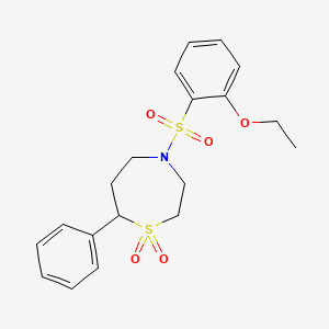 molecular formula C19H23NO5S2 B2393706 4-((2-乙氧基苯基)磺酰基)-7-苯基-1,4-噻氮杂环戊烷 1,1-二氧化物 CAS No. 2034335-71-0