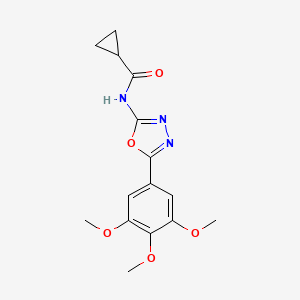 molecular formula C15H17N3O5 B2393716 N-(5-(3,4,5-trimethoxyphenyl)-1,3,4-oxadiazol-2-yl)cyclopropanecarboxamide CAS No. 891120-55-1