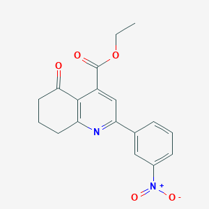 molecular formula C18H16N2O5 B2393718 Ethyl 2-(3-nitrophenyl)-5-oxo-5,6,7,8-tetrahydro-4-quinolinecarboxylate CAS No. 866050-46-6