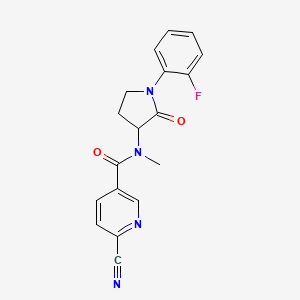 molecular formula C18H15FN4O2 B2393720 6-Cyano-N-[1-(2-fluorophenyl)-2-oxopyrrolidin-3-yl]-N-methylpyridine-3-carboxamide CAS No. 2223730-57-0