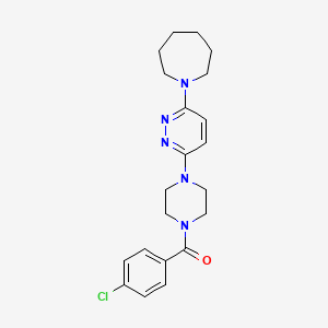 molecular formula C21H26ClN5O B2393727 (4-(6-(Azepan-1-yl)pyridazin-3-yl)piperazin-1-yl)(4-chlorophenyl)methanone CAS No. 886896-90-8