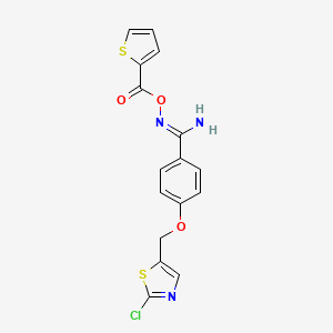 molecular formula C16H12ClN3O3S2 B2393742 (Z)-[氨基({4-[(2-氯-1,3-噻唑-5-基)甲氧基]苯基})亚甲基]氨基噻吩-2-羧酸酯 CAS No. 1273562-46-1